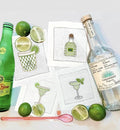 Tequila Embroidered Linen Cocktail Napkins Embroidered Cocktails hemstitched Monogramed Cocktail Napkins brodées Aperitivo coasters