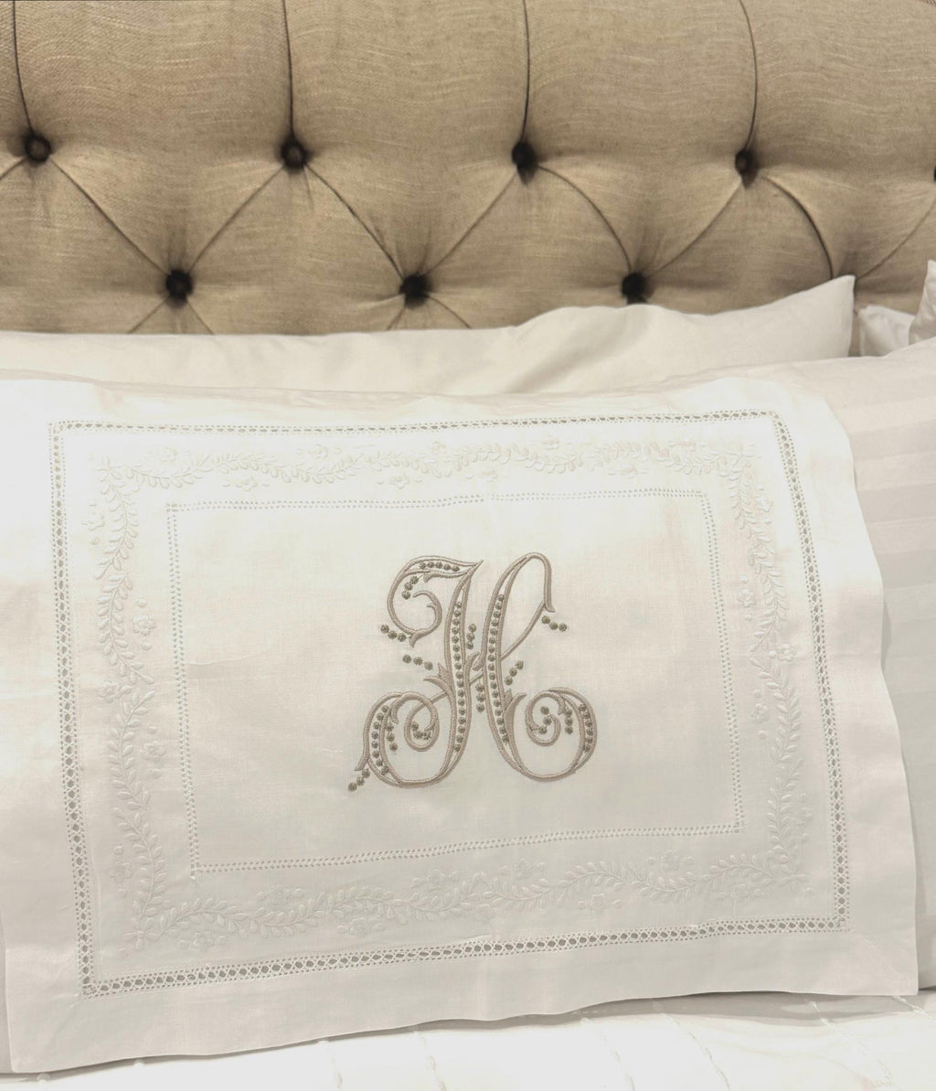 Boudoir pillow Elegant Garland  hemstitched Giglucci Personalized Boudoir Pillow