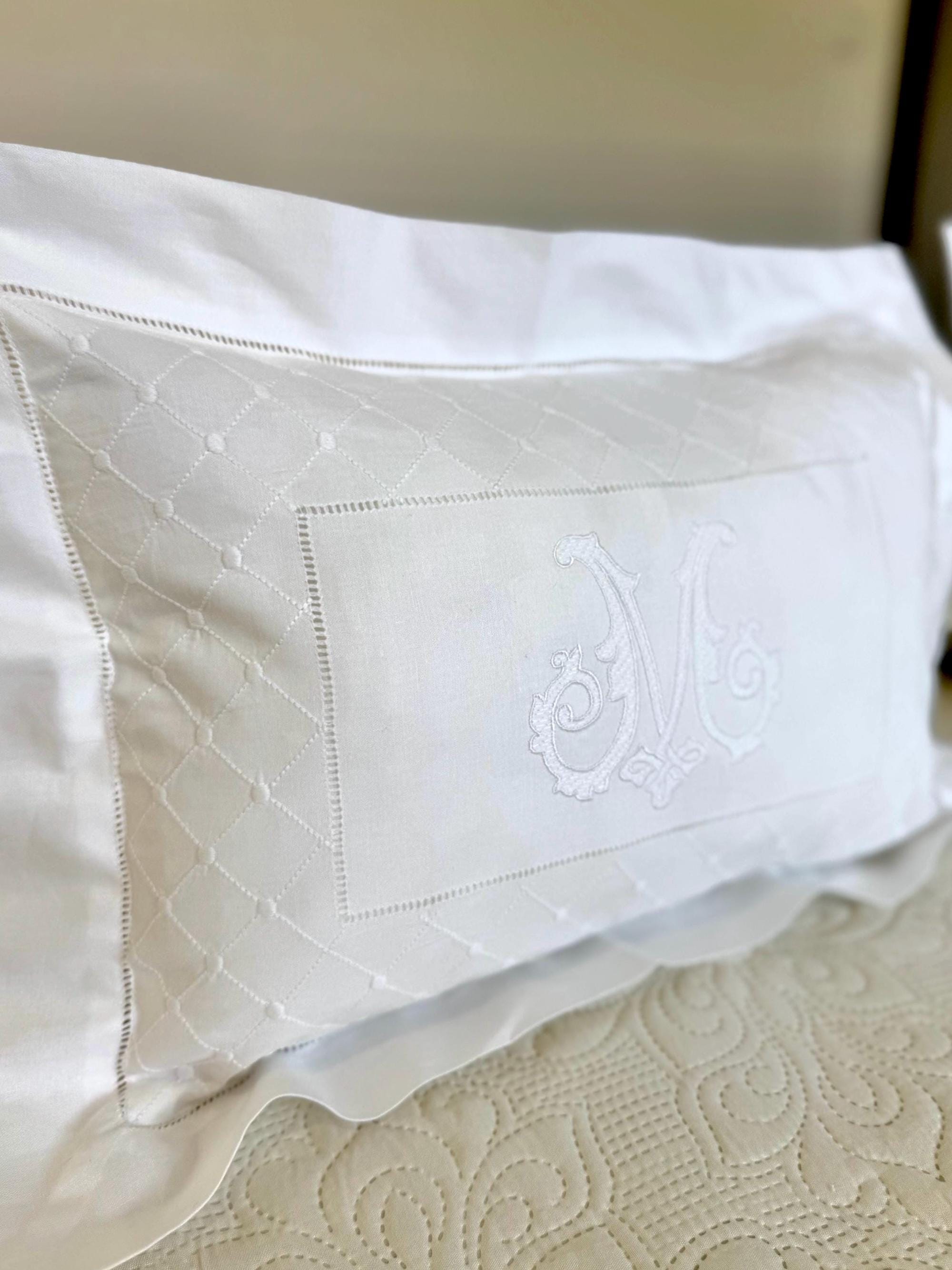 Boudoir pillow Elegant Swiss dots hemstitched Giglucci Personalized Boudoir Pillow