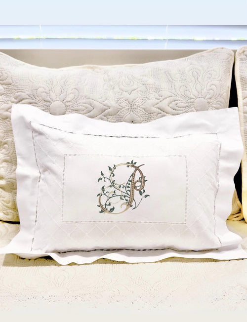 Boudoir pillow Elegant Swiss dots hemstitched Giglucci Personalized Boudoir Pillow