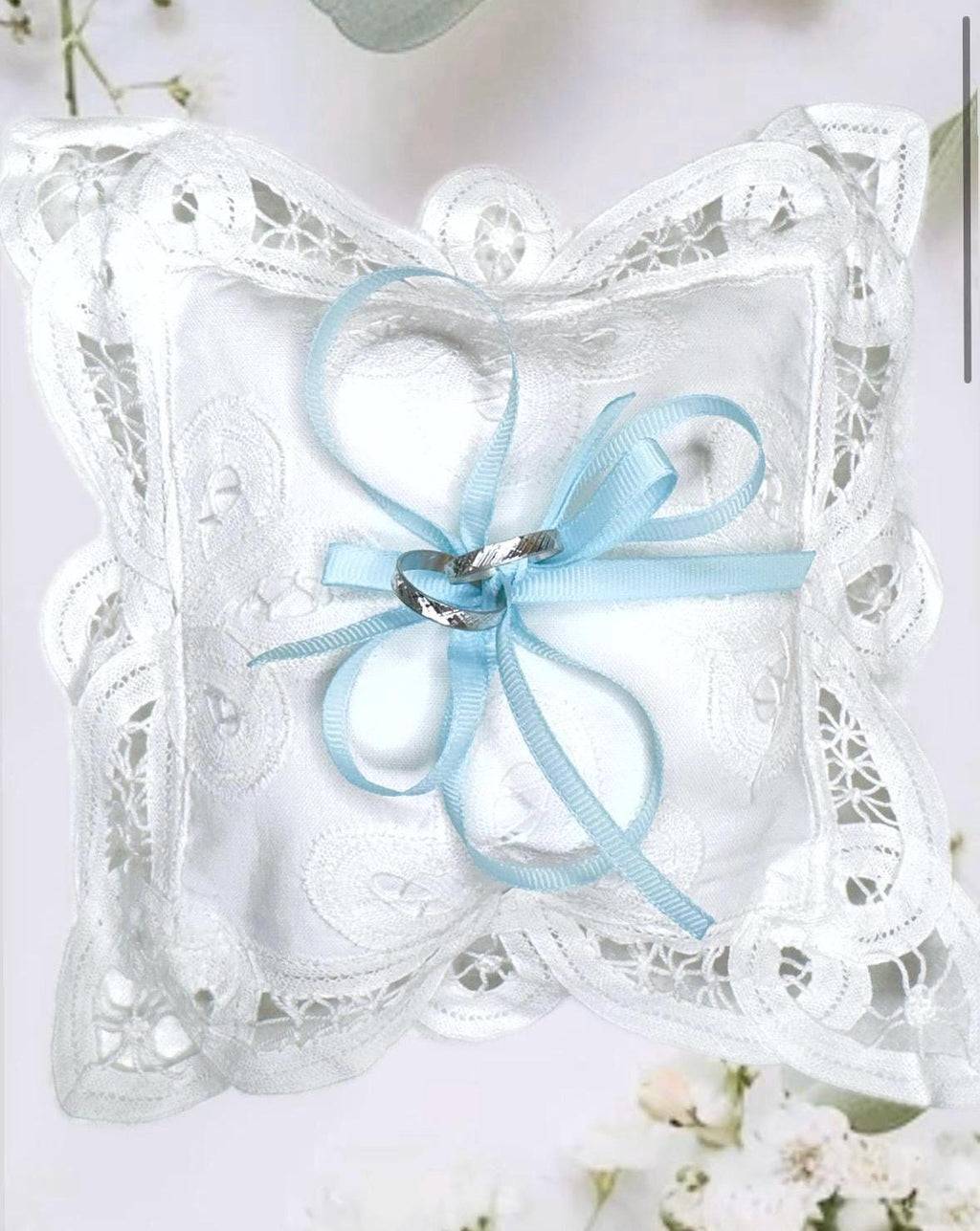 Ring bearer pillow Linen Battenberg Brussels lace Wedding Ring holder pillow bridal keepsake Engagement wedding proposal Ring cushion