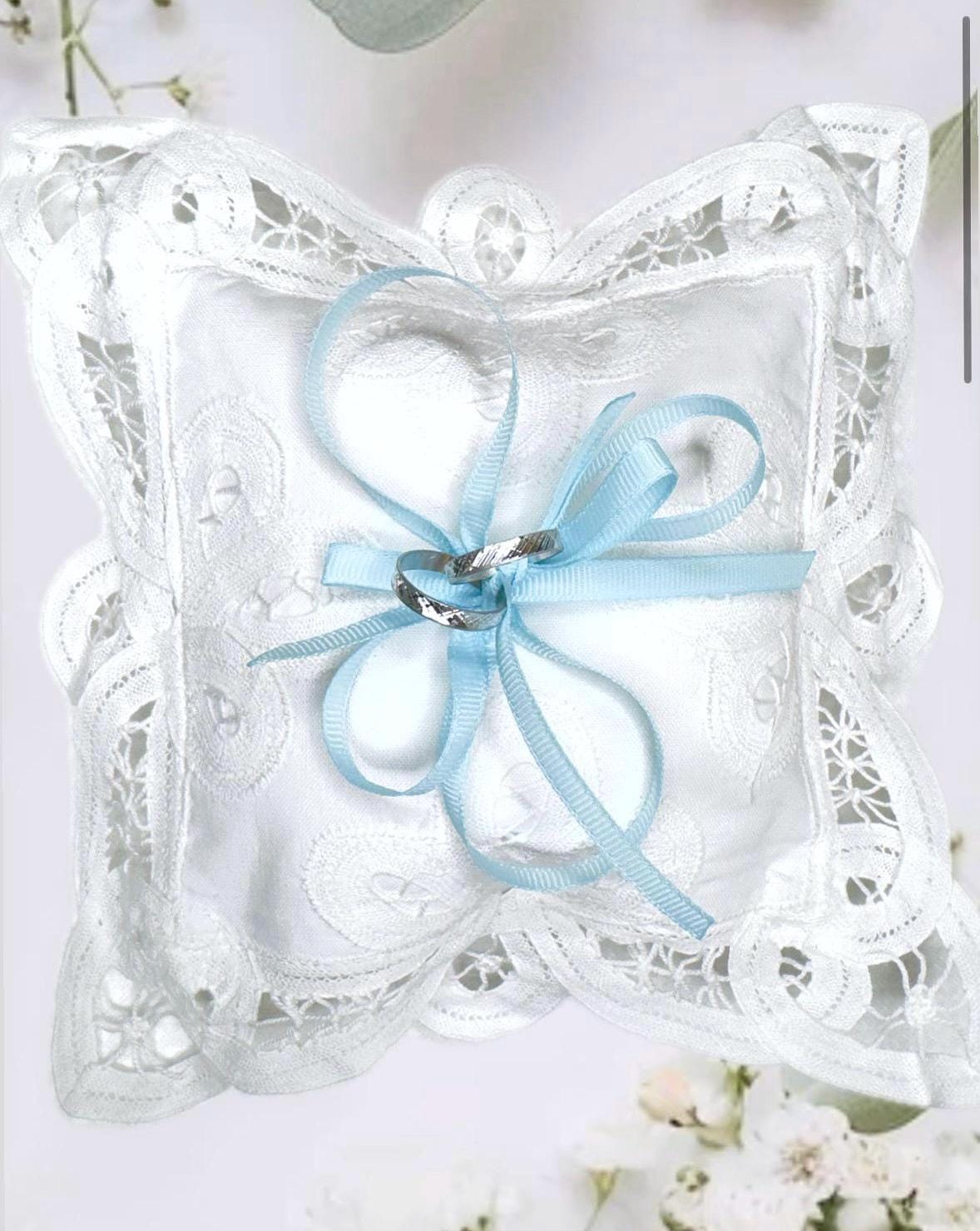 Ring bearer pillow Linen Battenberg Brussels lace Wedding Ring holder pillow bridal keepsake Engagement wedding proposal Ring cushion