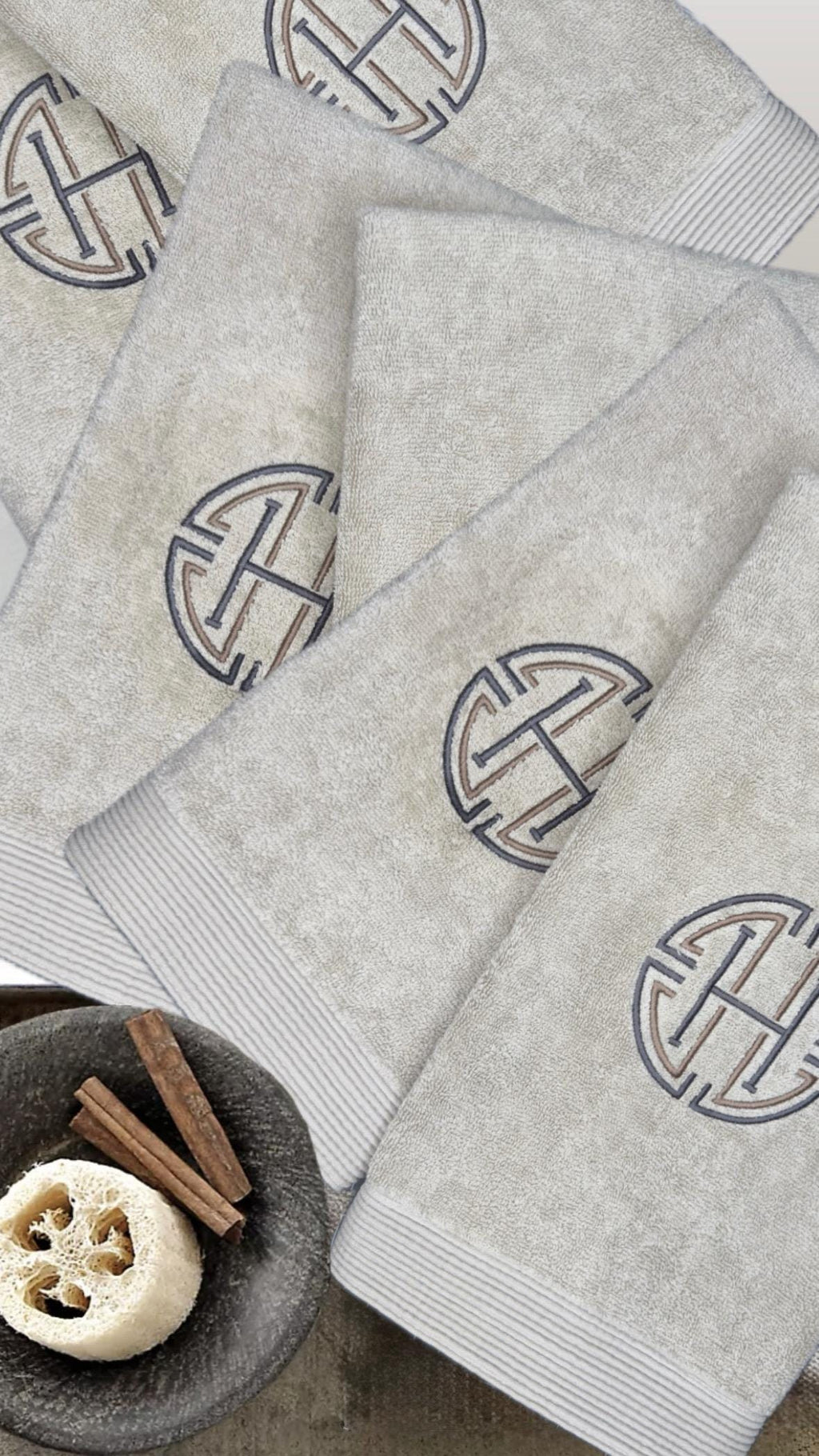 Linen Monogrammed Hand towel Embroidered Personalized towel bathroom decor unique gifts