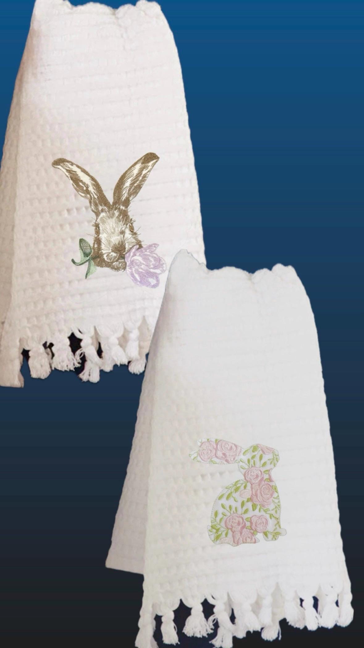 Easter Embroidered Bunny hand Towel Personalized monogrammed finger towel embroidered spring bathroom decor unique gifts