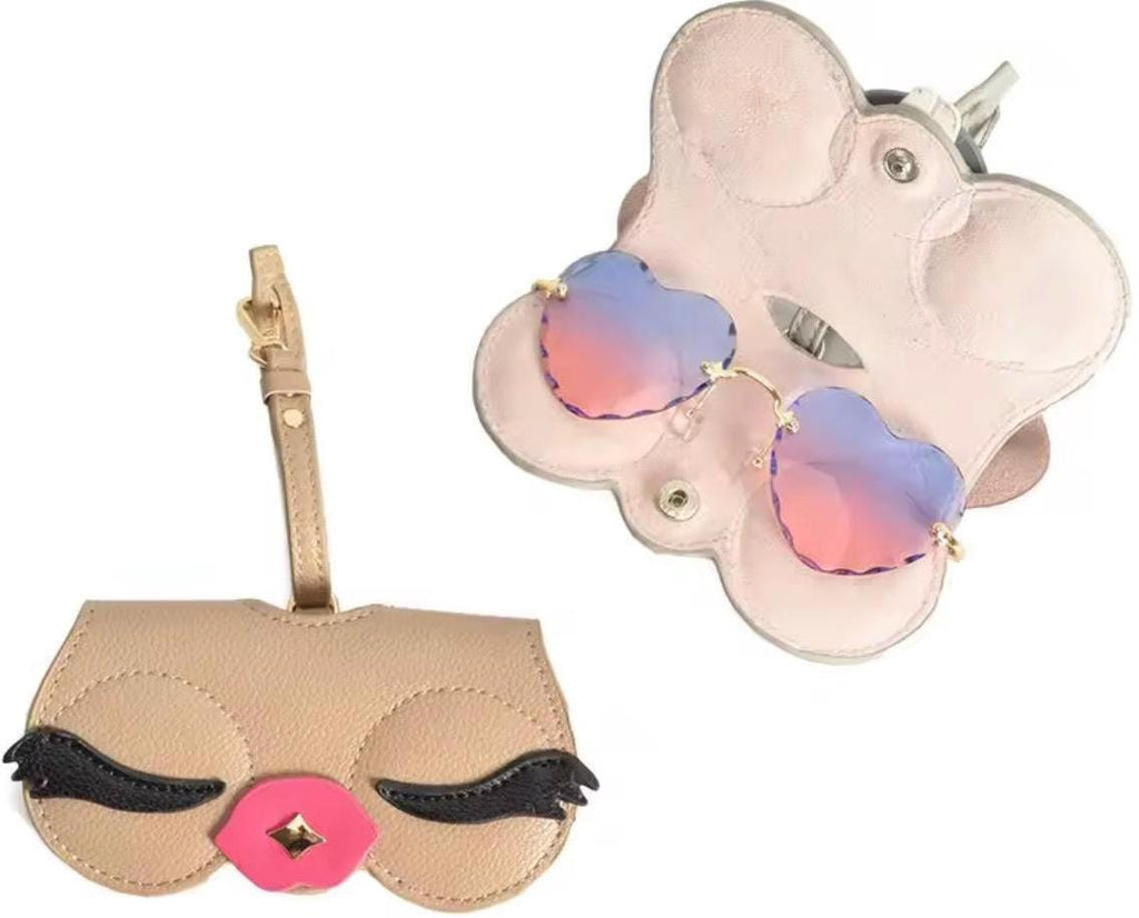 Eyeglasses eyewear stylishly portable soft pouch Eyeglass holder Case Bag charm purse pouch Étui à lunettes Pouche PUleather Sunglasses Case