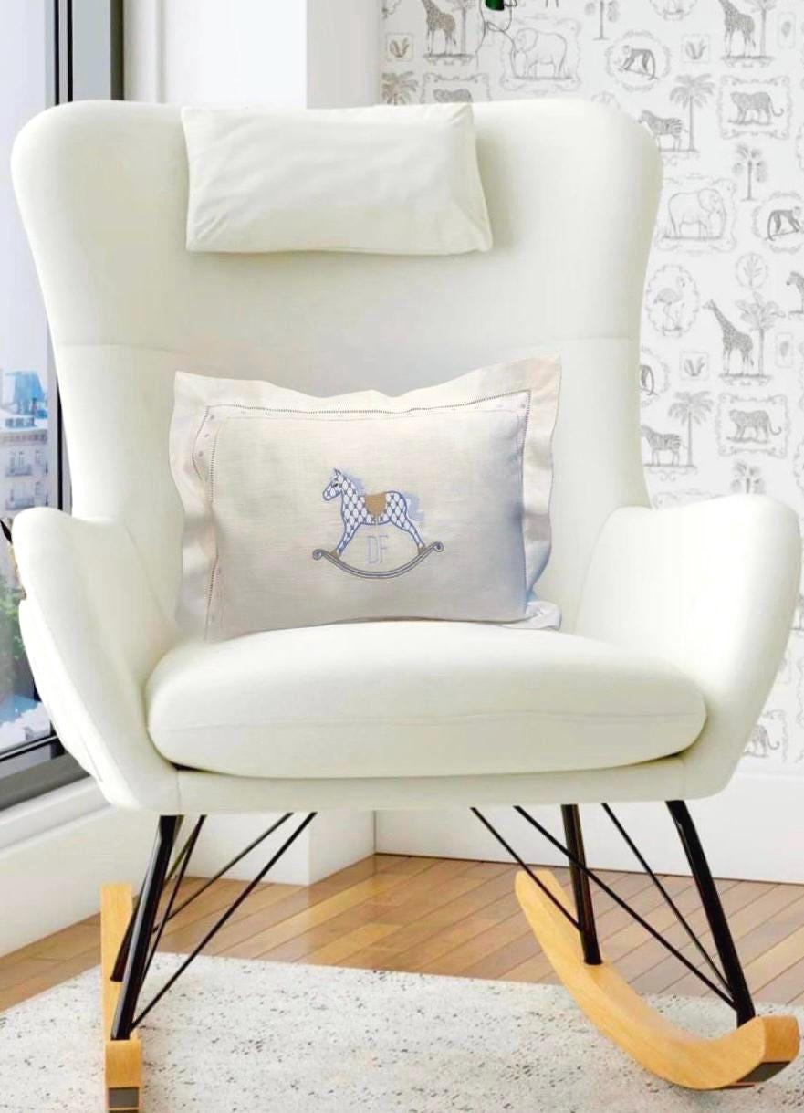 Baby linen hemstitched boudoir pillow for Baby's Nursery announcement pillow Crib Baby Shower Gift newborn babies Heirloom Embroidered Linen