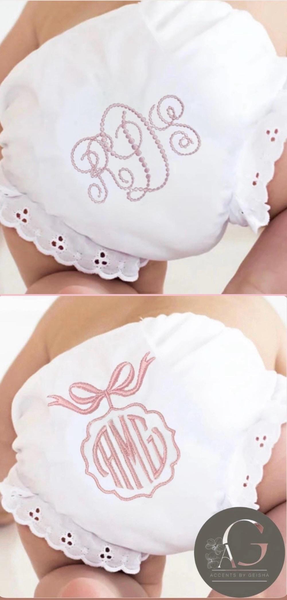 Monogrammed Baby Bloomers Personalized Baby Bloomers Diaper Cover scalloped Monogrammed Baby Diaper Cover