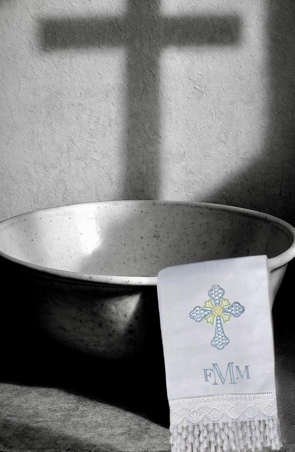 Personalized Embroidered Christening Towel Custom Baptism towel Baptismal towel godson religious Gift with Baby's Name & Date