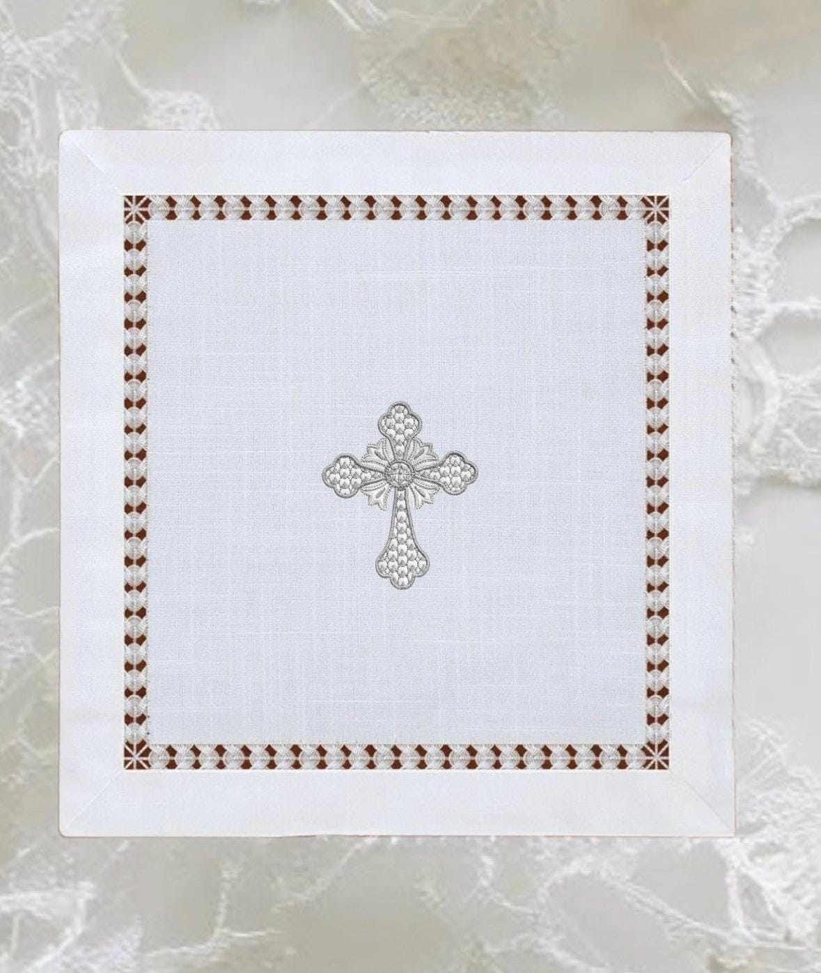 Altar corporal Cloth cross embroidery Holy communion Eucharist Celebration Baptism Lord’s Supper Bread tray communion wafers cover