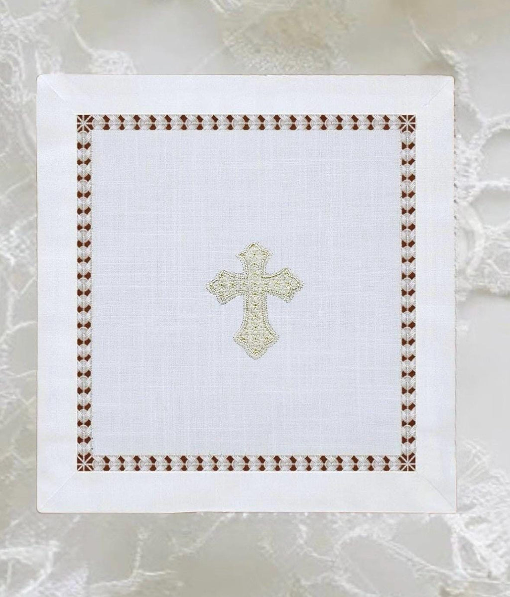 Altar corporal Cloth cross embroidery Holy communion Eucharist Celebration Baptism Lord’s Supper Bread tray communion wafers cover