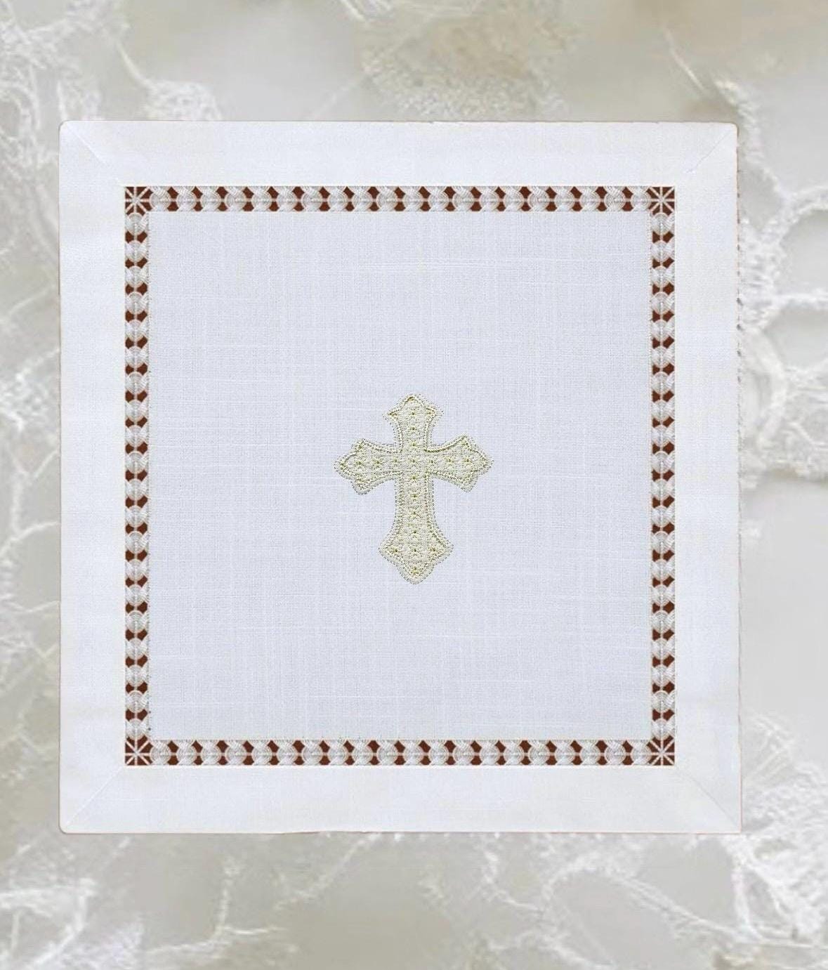 Altar corporal Cloth cross embroidery Holy communion Eucharist Celebration Baptism Lord’s Supper Bread tray communion wafers cover