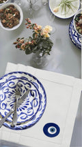 Evil eye Amulet linen napkin Talisman Embroidered Nazar Evil Eye dinner napkins Table setting good luck Napkins brodées Serviette en lin