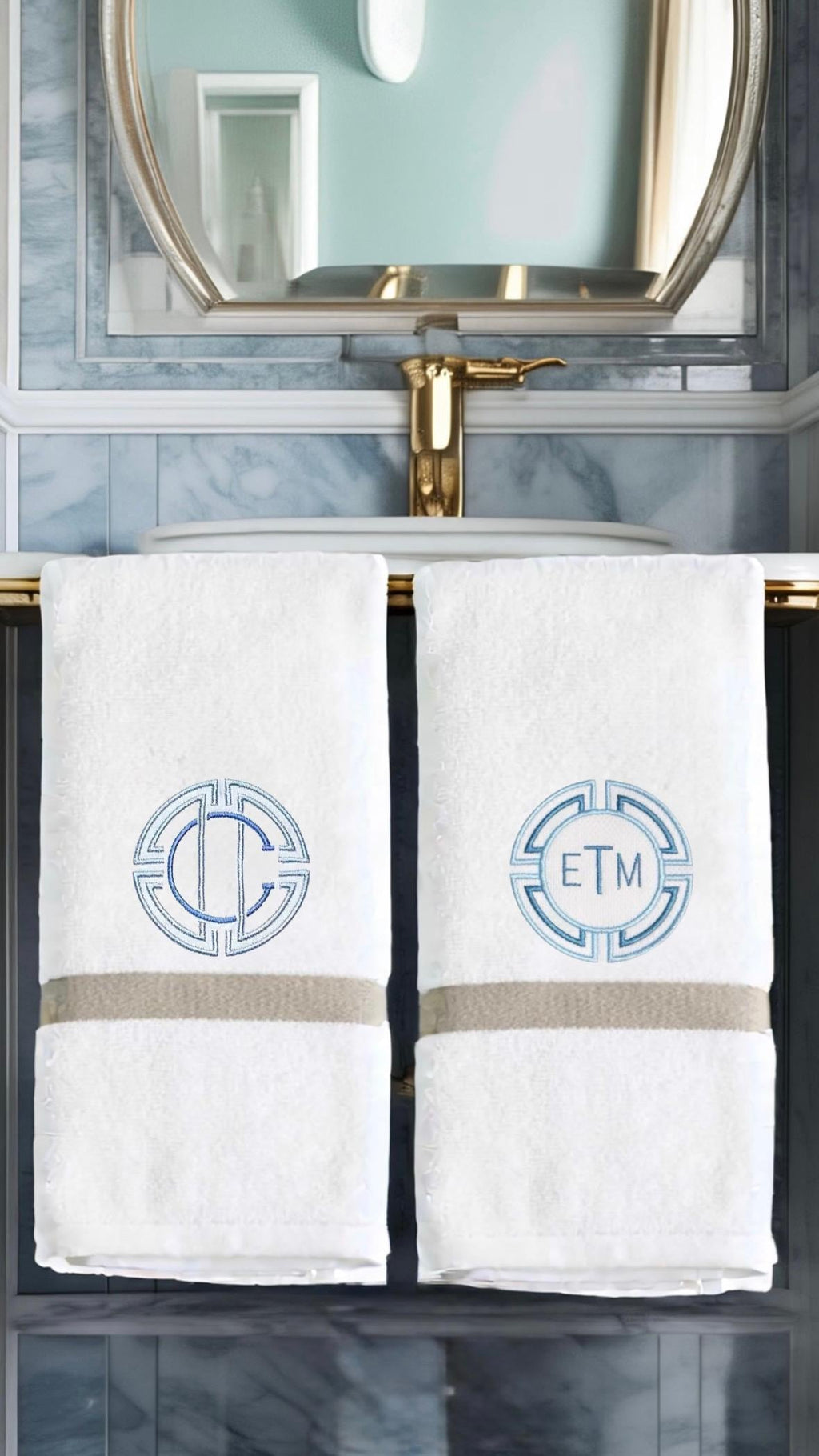 Linen Monogrammed Hand towel Embroidered Personalized towel bathroom decor unique gifts