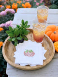 Fall Pumpkin embroidered Cocktail Napkins Hemstitched Monogramed Cocktail Napkin Cocktail brodées Serviette en lin/Aperitivo coasters