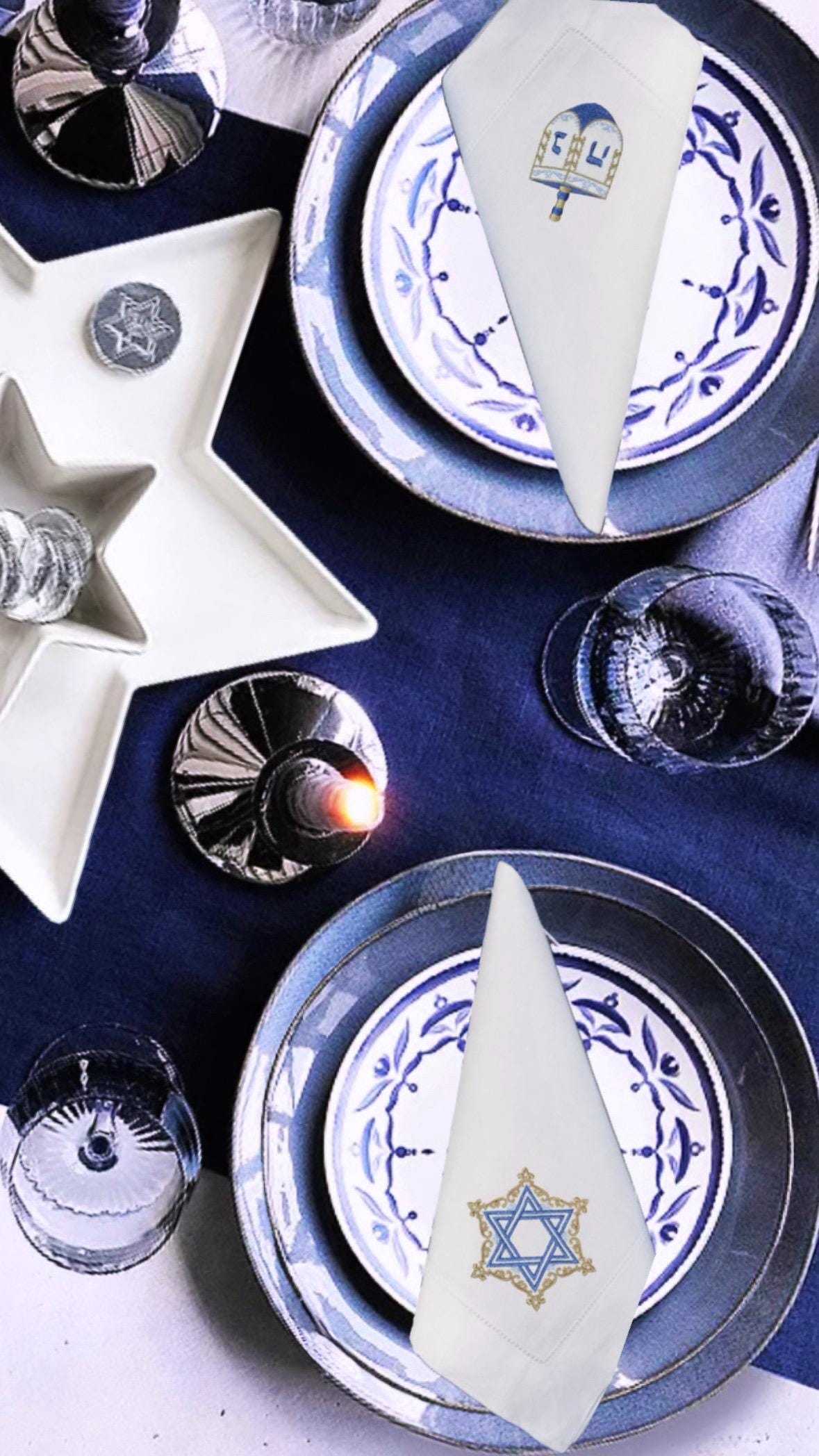 Hanukkah Dinner Napkins Seder pesach Shabbat Table Decor Judaica Gift Idea Jewish dreidel menorah decor Star of David Magen David