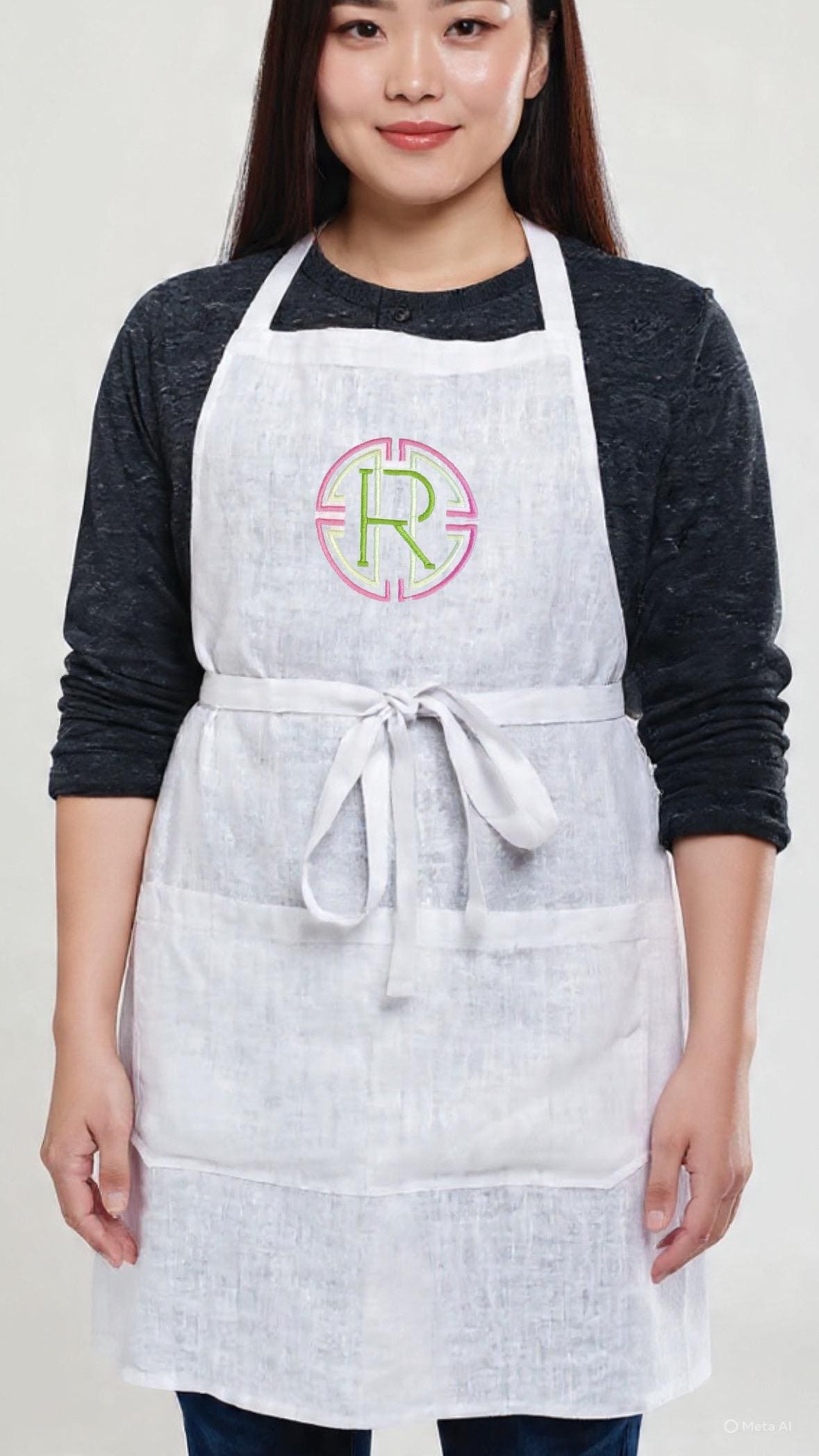 Apron personalized Kitchen linen Bib Teacher Waiter Butler Apron unisex custom embroidered service  bib