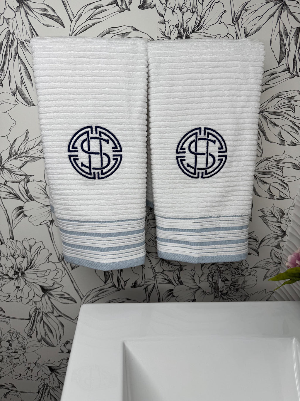 Linen Monogrammed Hand towel Embroidered Personalized towel bathroom decor unique gifts