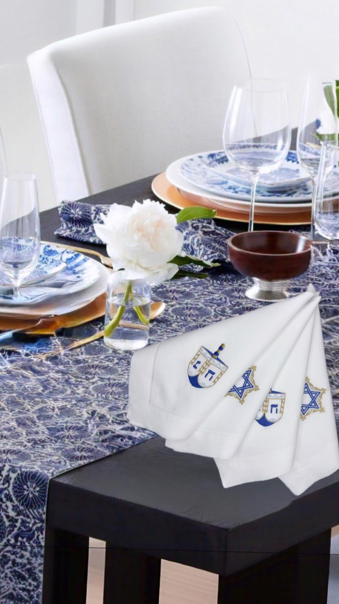 Hanukkah Dinner Napkins Seder pesach Shabbat Table Decor Judaica Gift Idea Jewish dreidel menorah decor Star of David Magen David