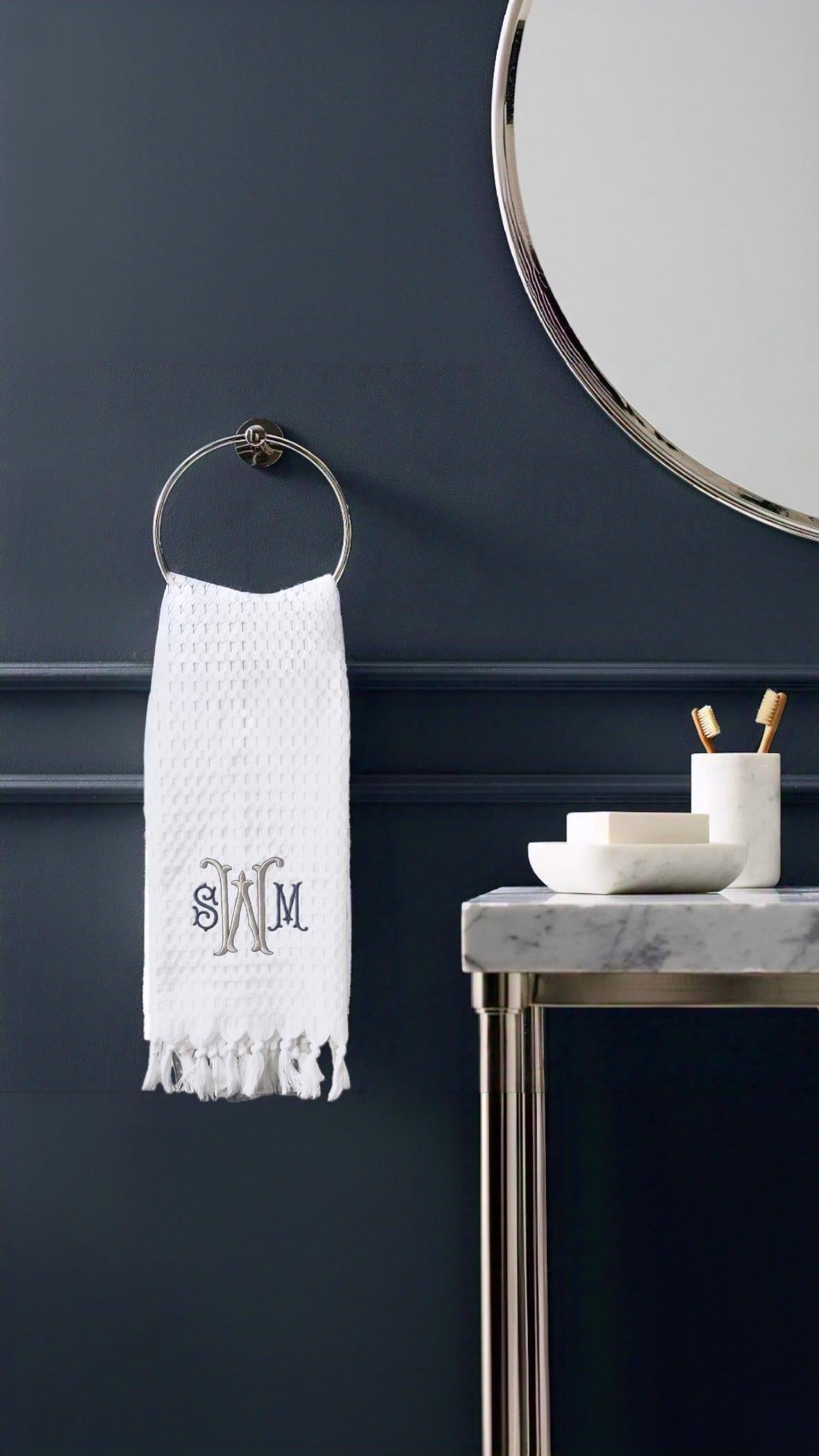 Embroidered Personalized Waffle Weave linen Towel Personalized pique Towel Bathroom Towel Bathroom Decor Servierttes de toilette Brodée Bain