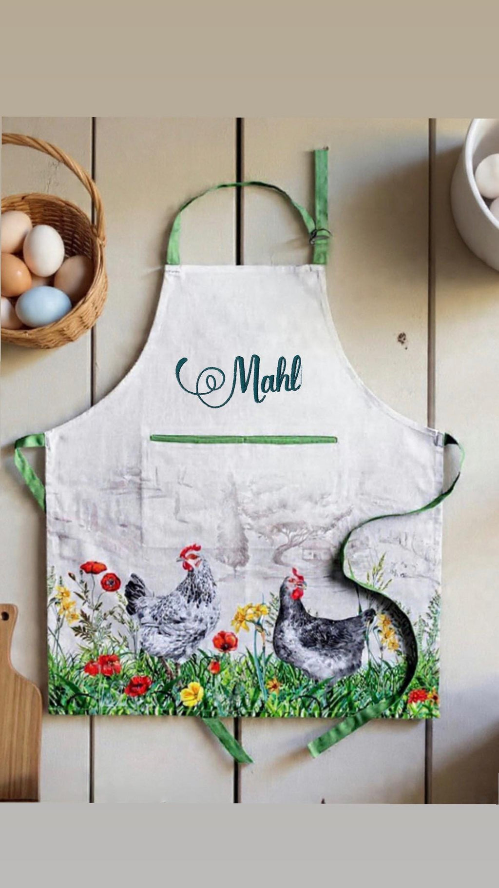 Apron personalized Kitchen cotton Bib teacher Apron unisex custom embroidered