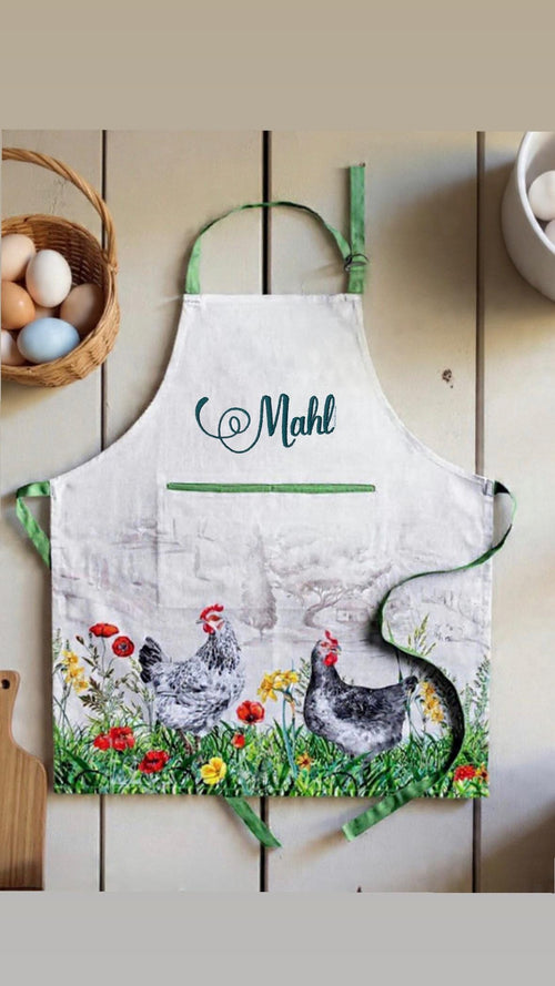 Apron personalized Kitchen cotton Bib teacher Apron unisex custom embroidered