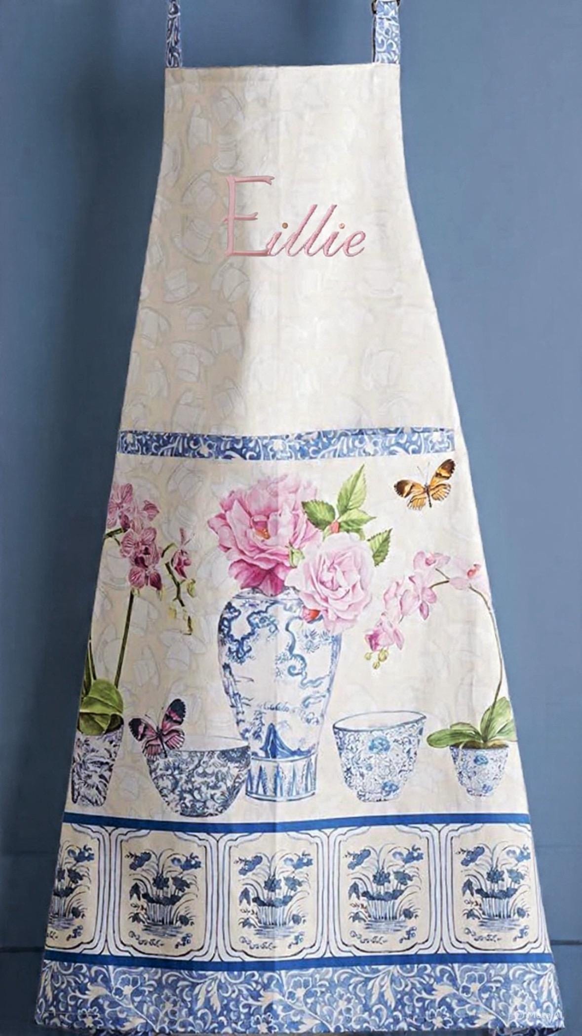 Apron personalized Kitchen cotton Bib teacher Apron unisex custom embroidered
