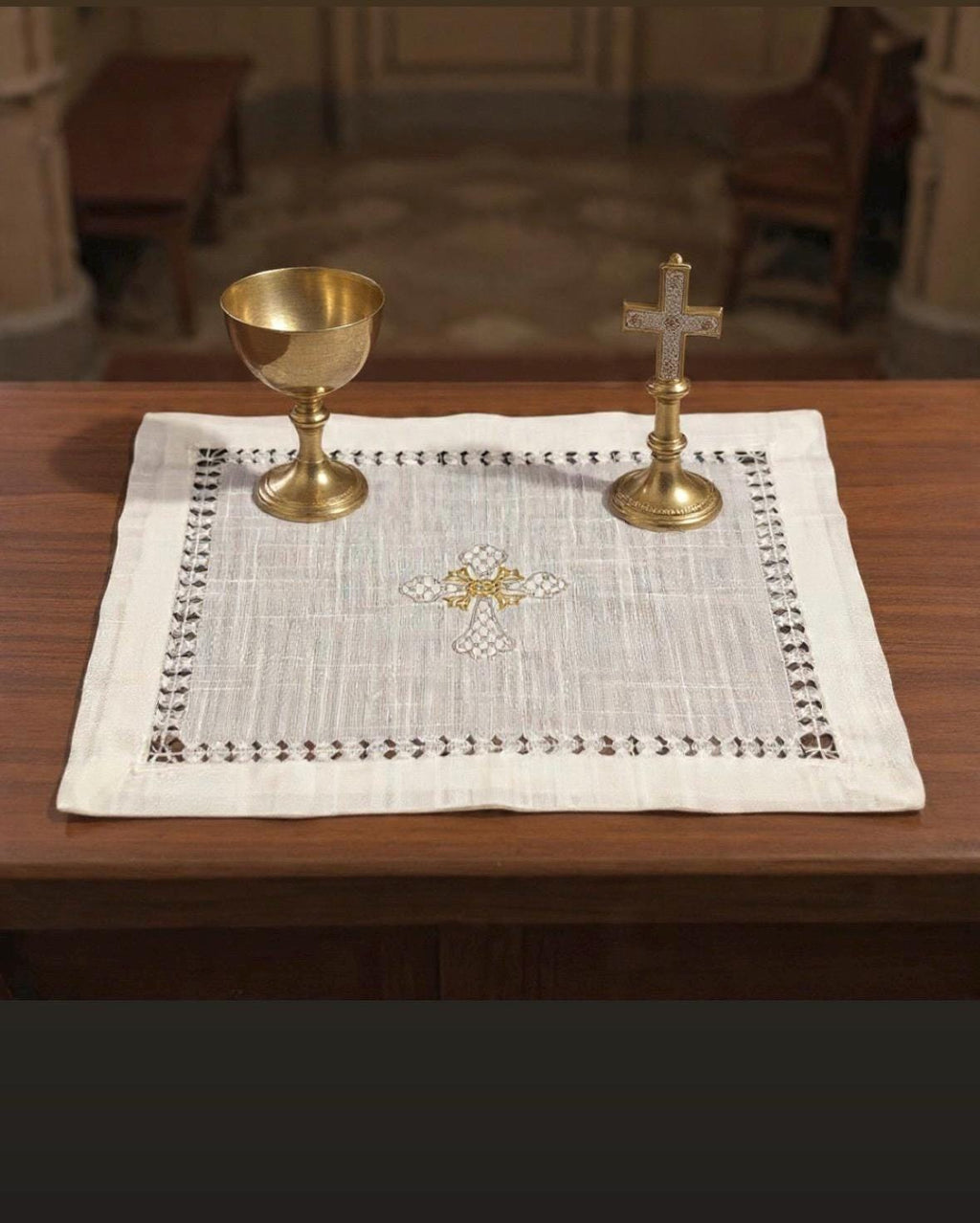 Altar corporal Cloth cross embroidery Holy communion Eucharist Celebration Baptism Lord’s Supper Bread tray communion wafers cover