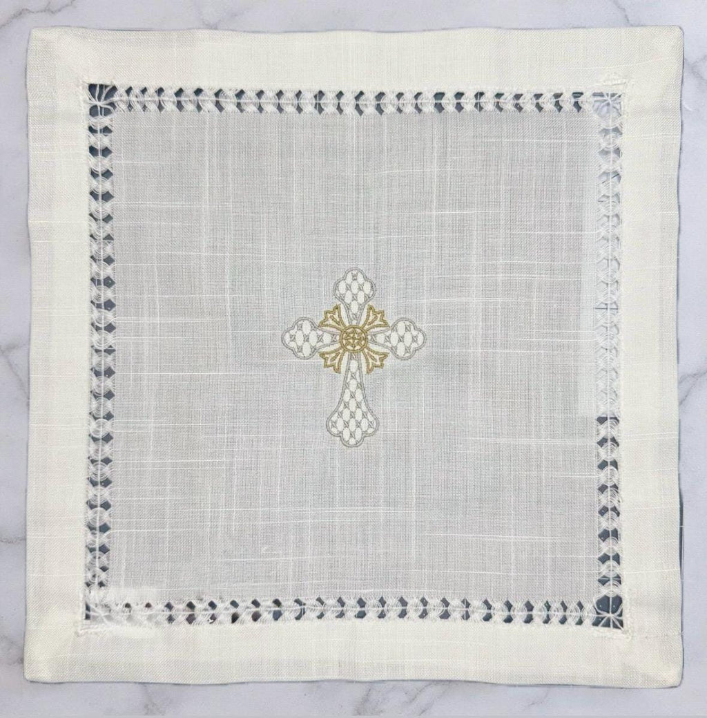 Altar corporal Cloth cross embroidery Holy communion Eucharist Celebration Baptism Lord’s Supper Bread tray communion wafers cover