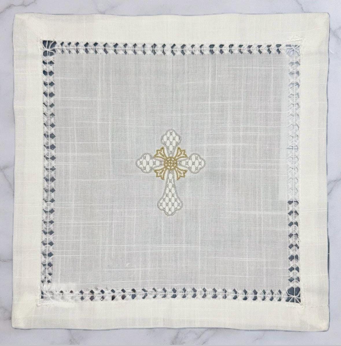 Altar corporal Cloth cross embroidery Holy communion Eucharist Celebration Baptism Lord’s Supper Bread tray communion wafers cover