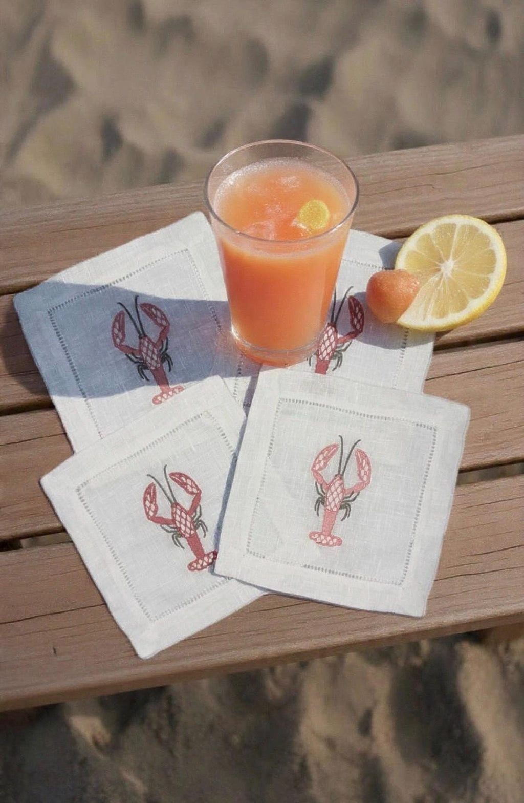 Linen hemstitched Cocktail Napkins Coastal Cocktail Napkins Embroidered Cocktail Napkin/Cocktail brodées Serviette en lin/Aperitivo coasters