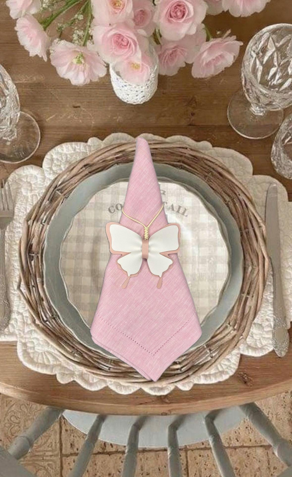 Personalized linen Dinner Napkin pastel colors embroidered linen Napkin Spring Dinner Napkins Easter holiday Bridgerton