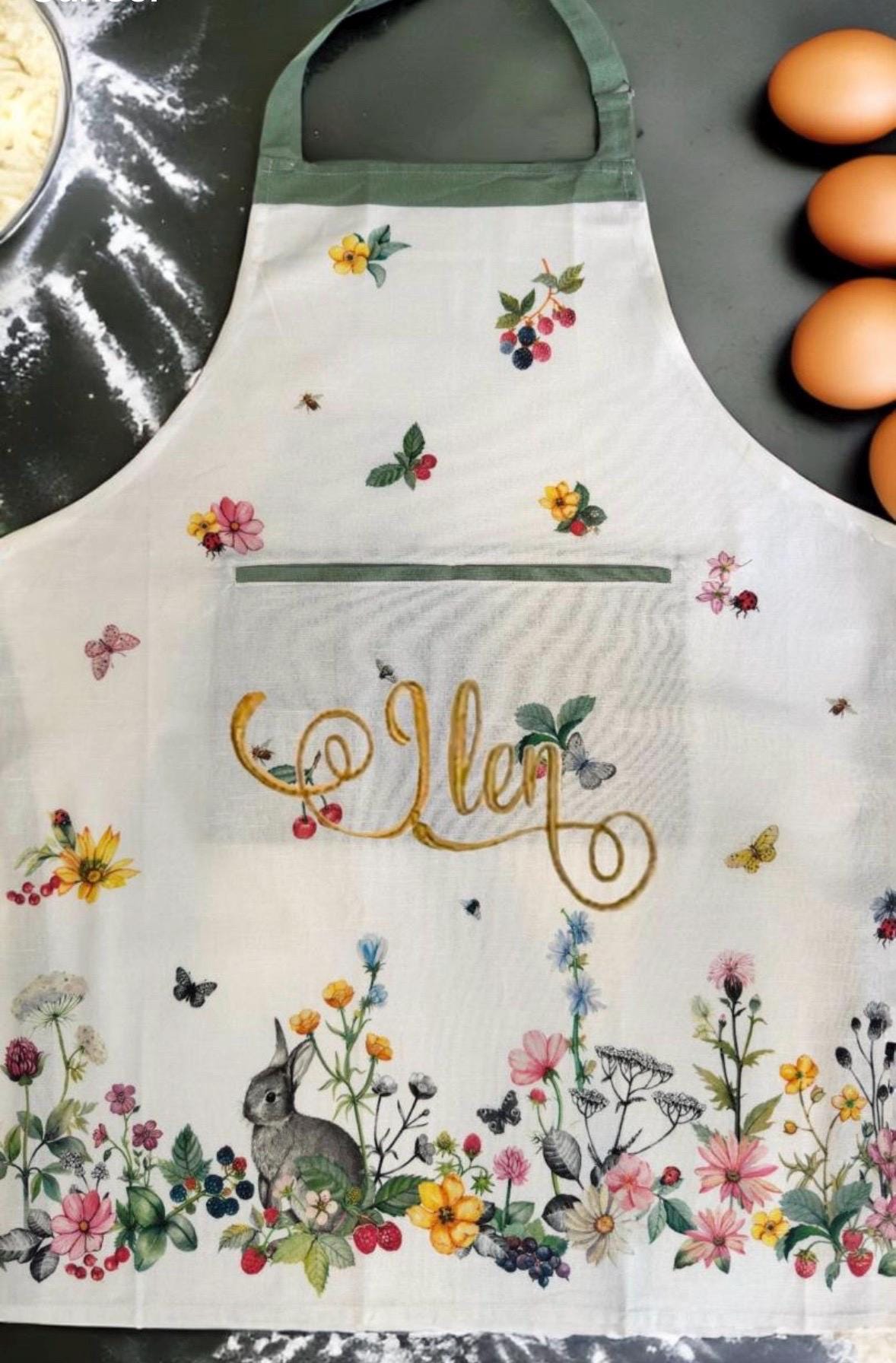 Apron personalized Kitchen cotton Bib teacher Apron unisex custom embroidered