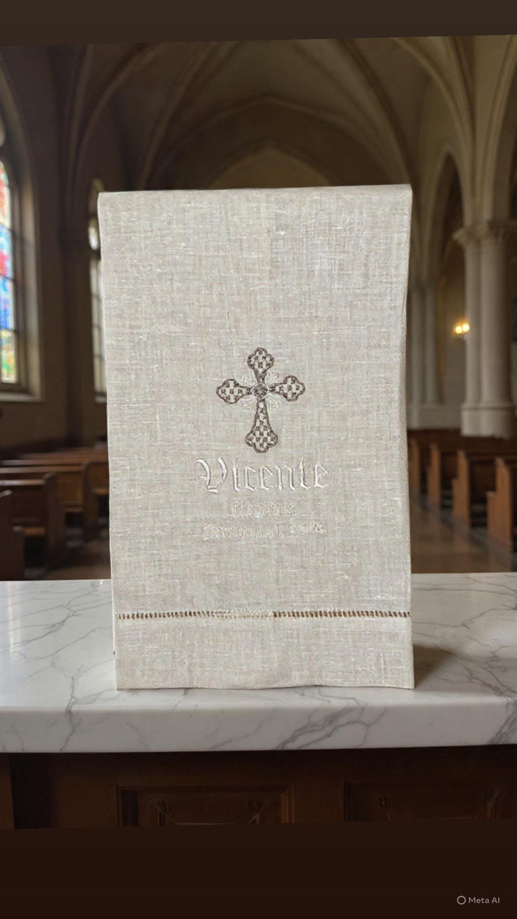 Personalized Embroidered Christening Towel Custom Baptism towel Baptismal towel godson religious Gift with Baby's Name & Date