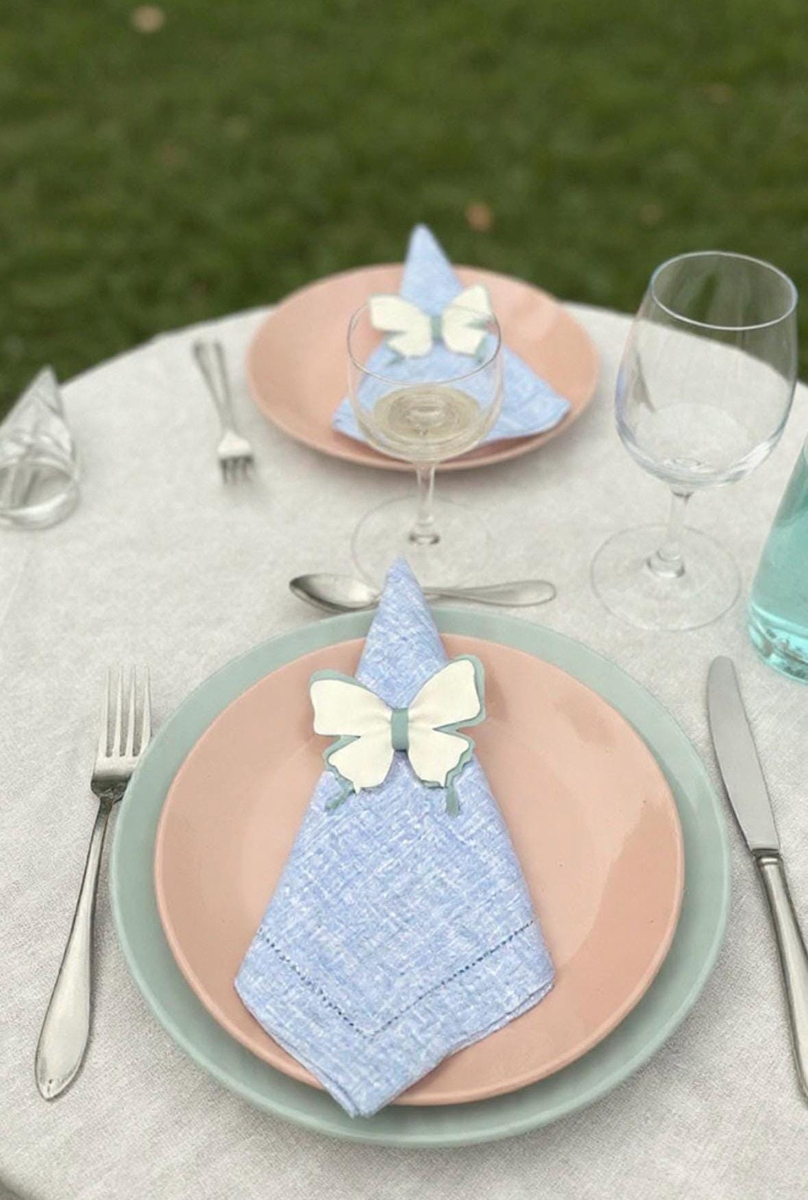 Personalized linen Dinner Napkin pastel colors embroidered linen Napkin Spring Dinner Napkins Easter holiday Bridgerton