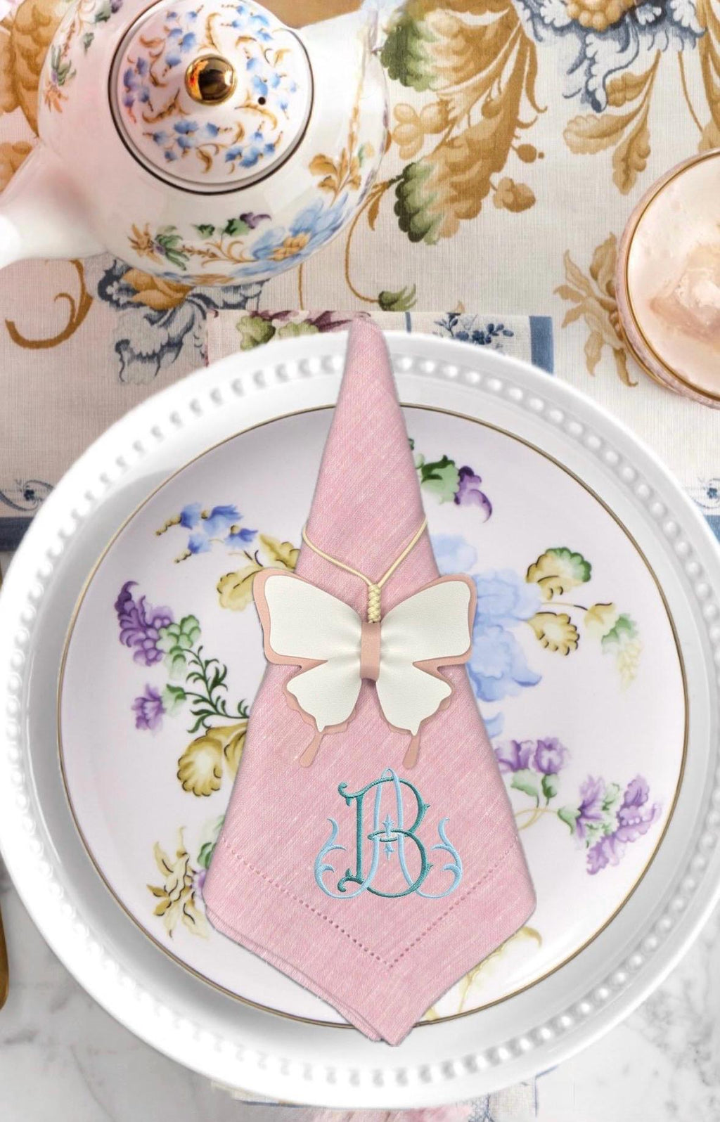 Personalized linen Dinner Napkin pastel colors embroidered linen Napkin Spring Dinner Napkins Easter holiday Bridgerton