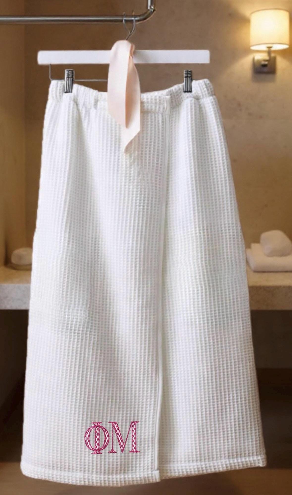 Bridesmaid Monogrammed Waffle Weave Spa bath Wrap Sorority Graduation Bride Bachelorette Party Monogrammed Cotton Bath Wrap Gift