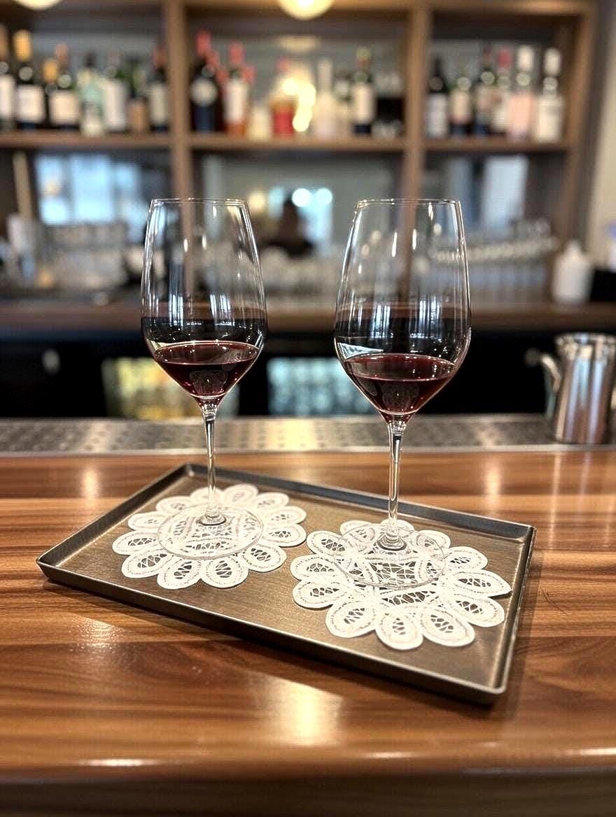 Brussels Lace Coasters Elegant Wine Glass doilies coasters slippers spats Cocktail brodées Serviette en lin Aperitivo