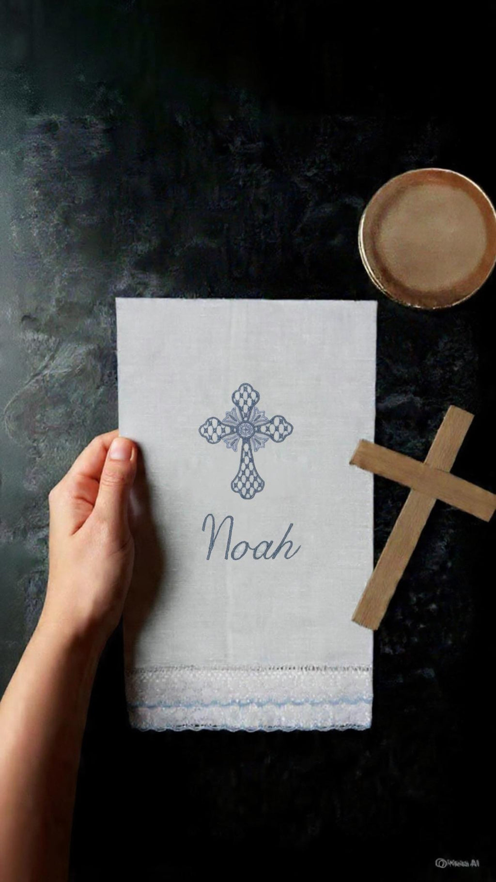Personalized Embroidered Christening Towel Custom Baptism towel Baptismal towel godson religious Gift with Baby's Name & Date