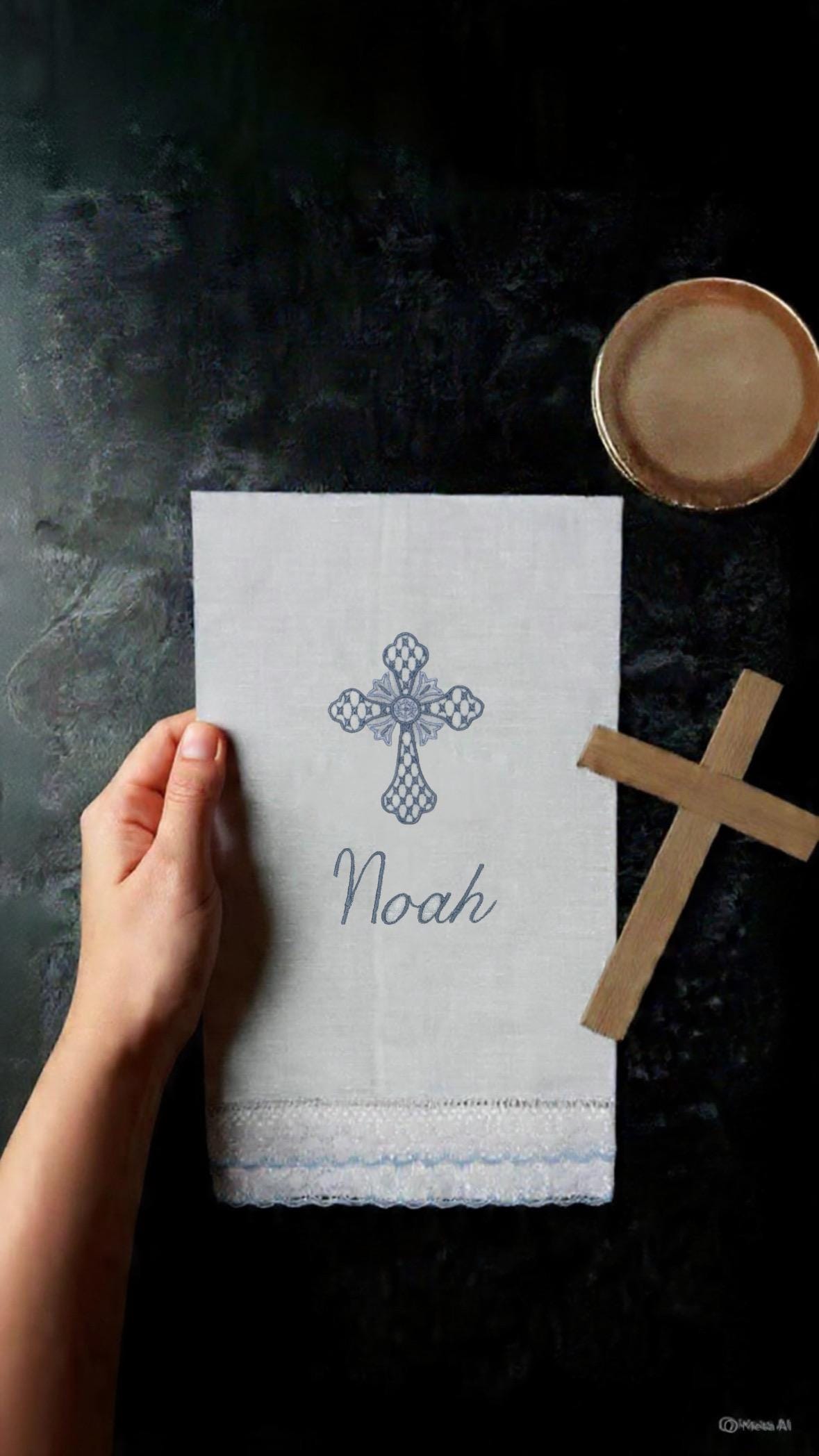 Personalized Embroidered Christening Towel Custom Baptism towel Baptismal towel godson religious Gift with Baby's Name & Date