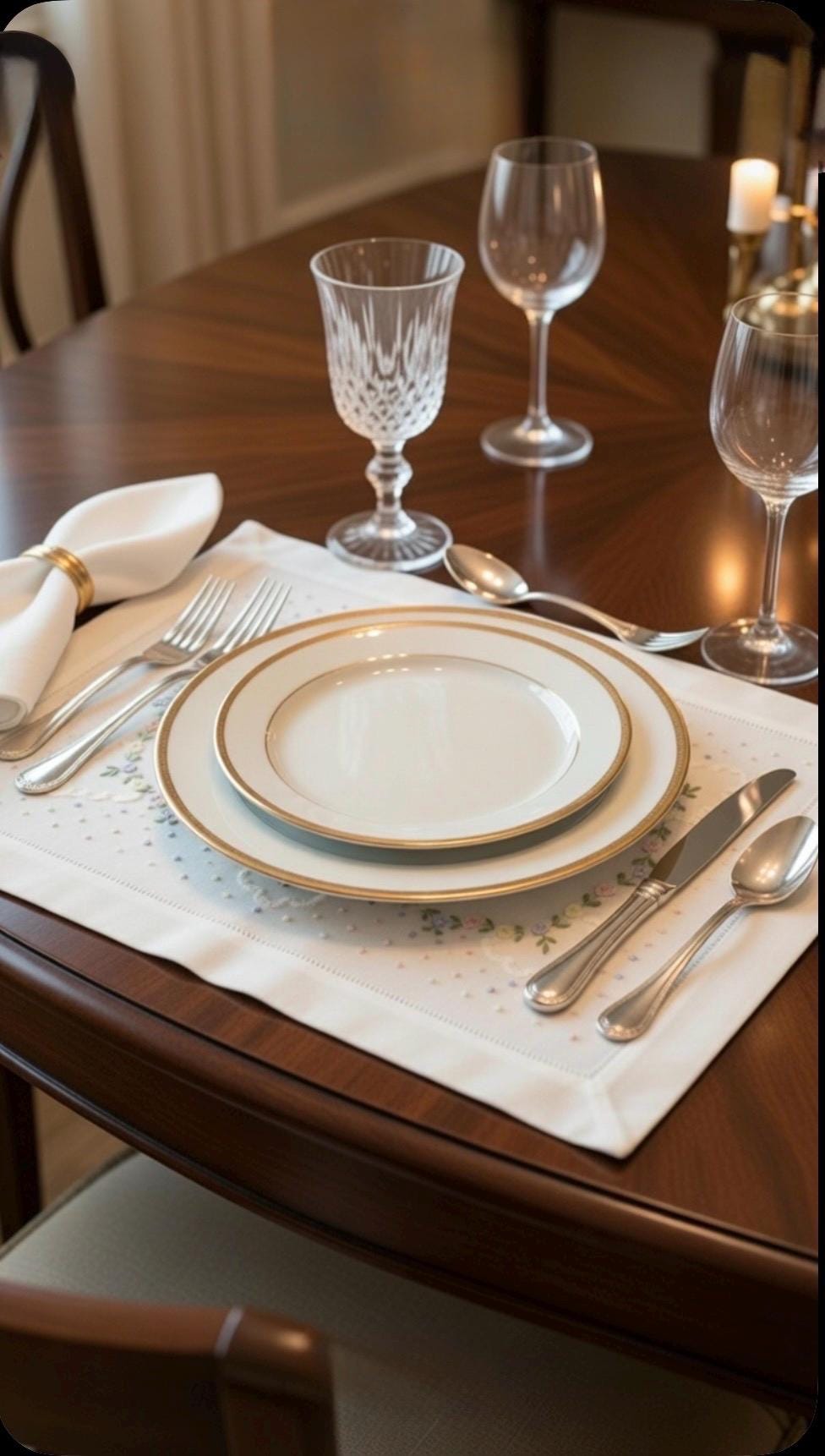 Personalized linen napkin  pastel colors Roses and dots embroidered linen Placemat Spring Dinner Napkins Easter holiday
