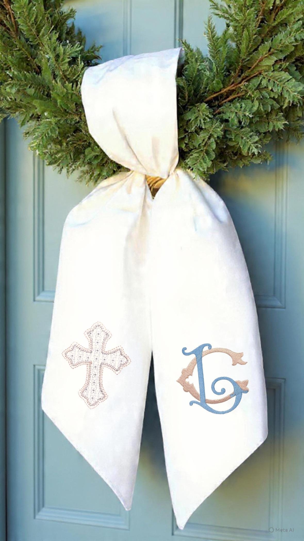 Personalized embroidered Sash Wreath Sash holiday wreath Sash Halloween shamrock Thanksgiving Hanukkah sash