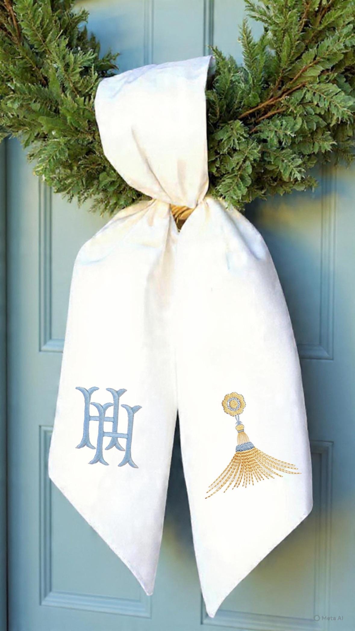 Personalized embroidered Sash Wreath Sash holiday wreath Sash Halloween shamrock Thanksgiving Hanukkah sash