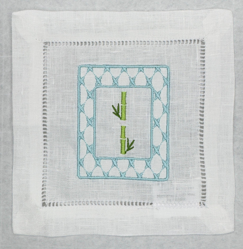 Mahjong tiles embroidered Cocktail Napkins Hand towels personalized Coasters host gift brodées Serviette en lin Aperitivo coasters