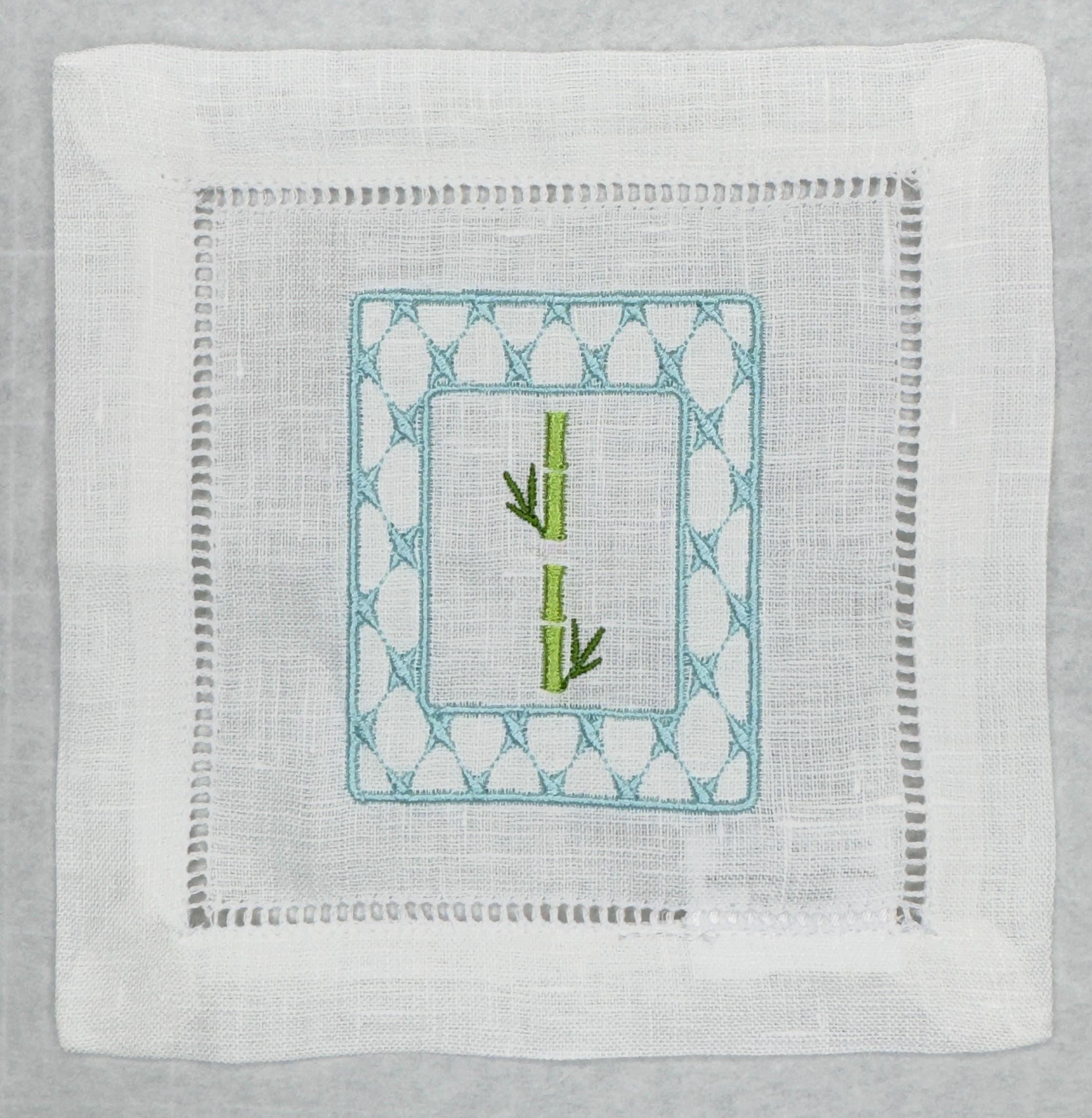 Mahjong tiles embroidered Cocktail Napkins Hand towels personalized Coasters host gift brodées Serviette en lin Aperitivo coasters