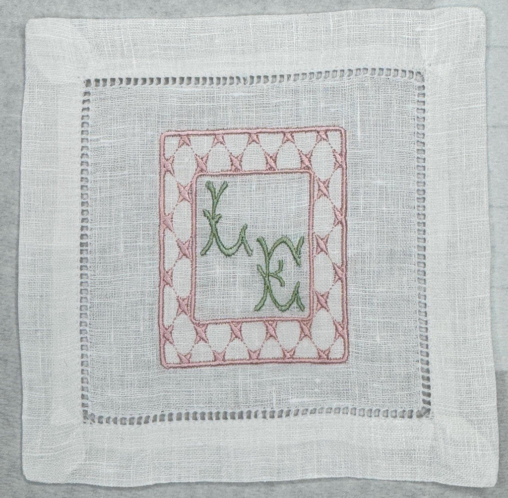Mahjong tiles embroidered Cocktail Napkins Hand towels personalized Coasters host gift brodées Serviette en lin Aperitivo coasters