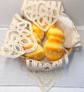 Linen Bread Basket Cover Battenburg Brussels Lace Bun Warmer