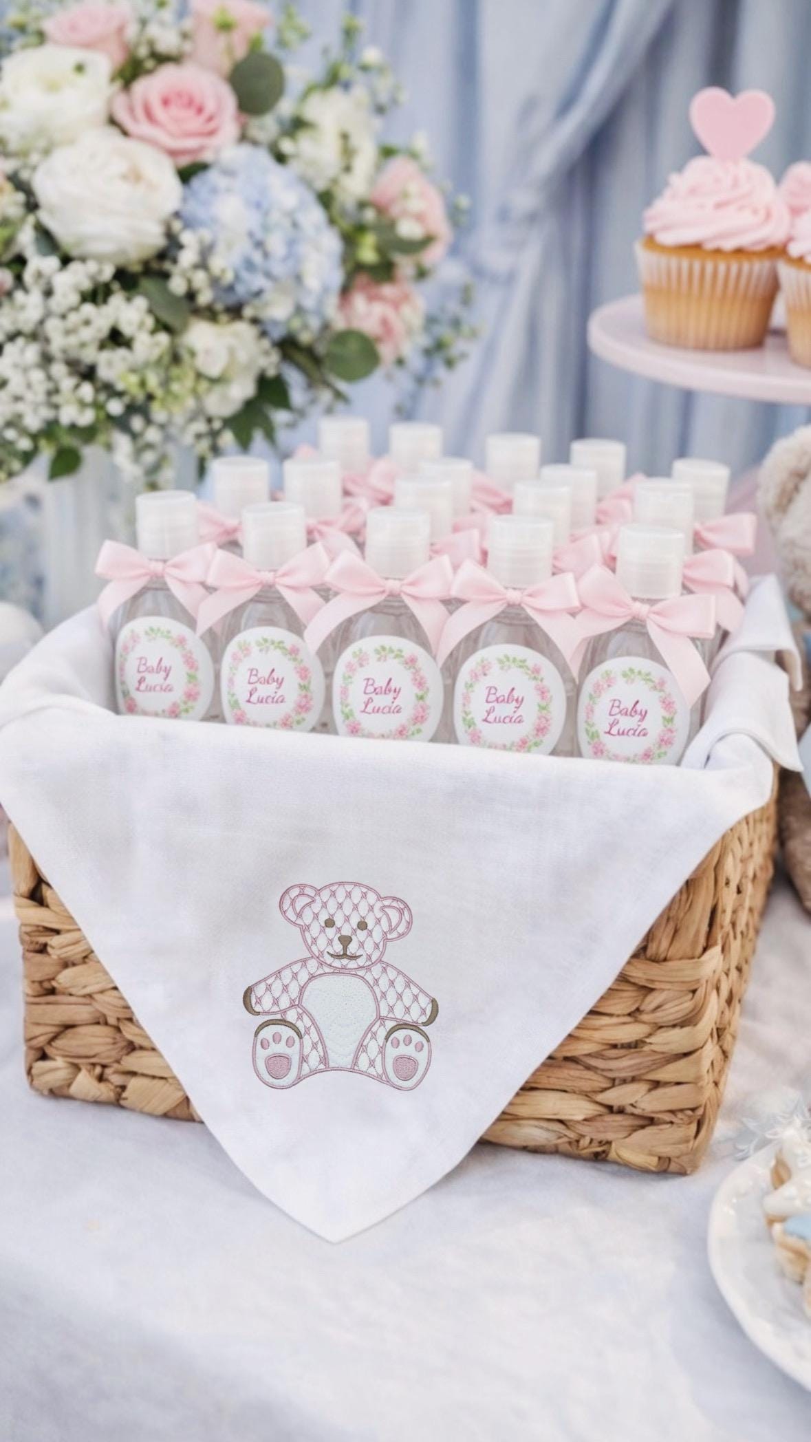 Personalized embroidered Sash flower girl basket sash basket liner for wedding party favors basket bouquet wrap sash favor basket display