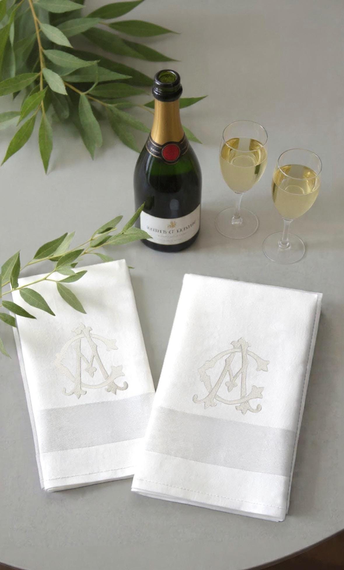 Waiter arm napkin Cloth embroidered Butler service  cloth Monogramed cotton Napkin wedding reception waitress Server Cloth Butler towel