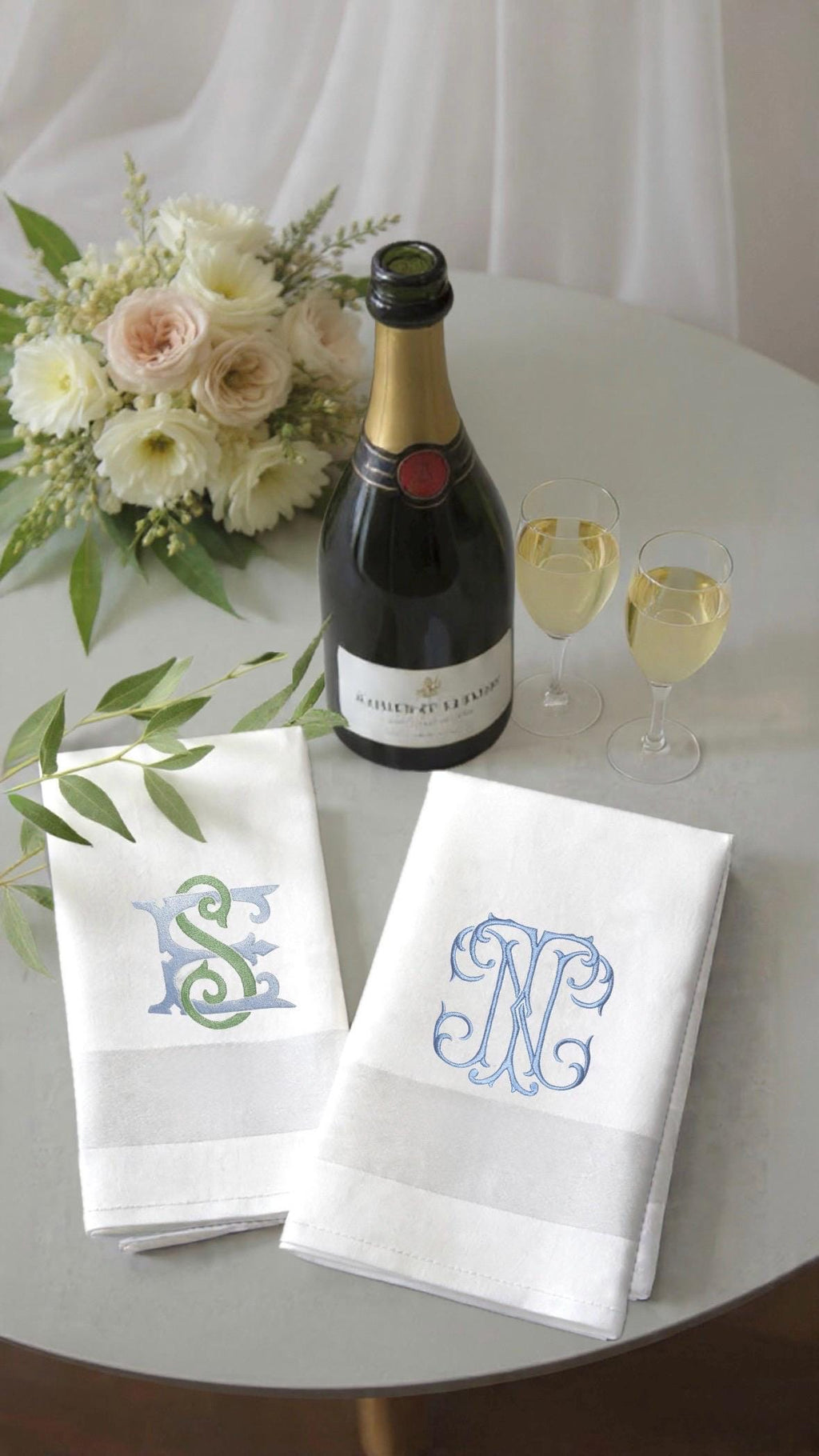 Waiter arm napkin Cloth embroidered Butler service  cloth Monogramed cotton Napkin wedding reception waitress Server Cloth Butler towel