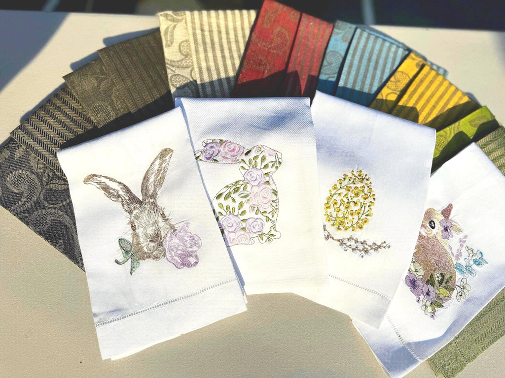 Easter Embroidered Bunny hand Towel Personalized monogrammed finger towel embroidered spring bathroom decor unique gifts